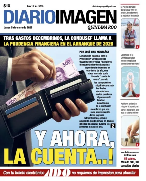 Portada de Diario Imagen Quintana Roo del lunes, 5 de enero de 2026