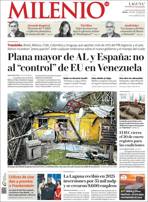 Portada de Milenio Laguna del lunes, 5 de enero de 2026
