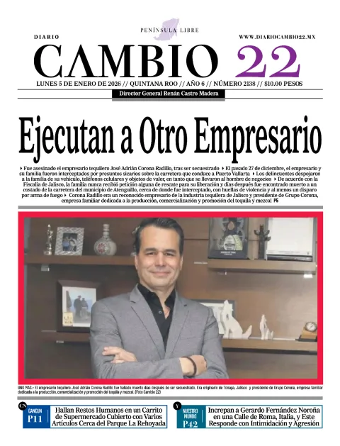Portada de Diario Cambio 22 (contraportada) del lunes, 5 de enero de 2026