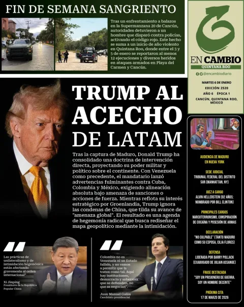Portada de En Cambio - Quintana Roo (contraportada) del martes, 6 de enero de 2026