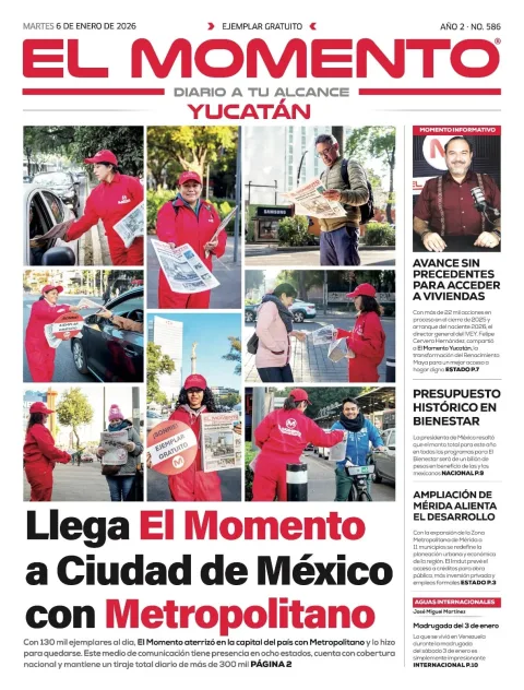 Portada de El Momento Yucatan del martes, 6 de enero de 2026