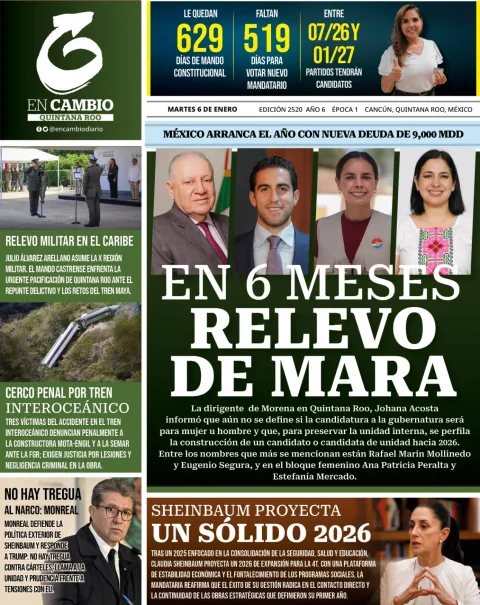 Portada de En Cambio - Quintana Roo (portada) del martes, 6 de enero de 2026