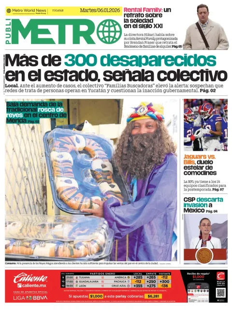 Portada de Publimetro Merida del martes, 6 de enero de 2026