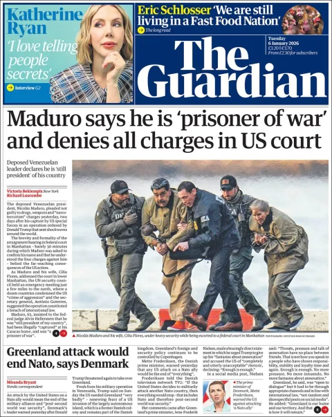 Portada de The Guardian (reino Unido) del martes, 6 de enero de 2026