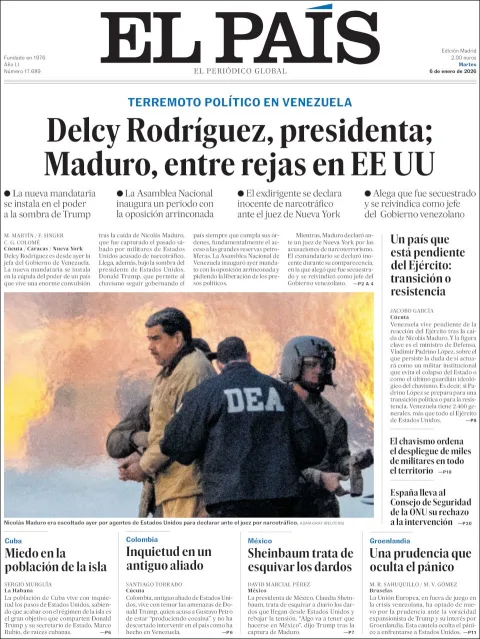 Portada de El Pais del martes, 6 de enero de 2026