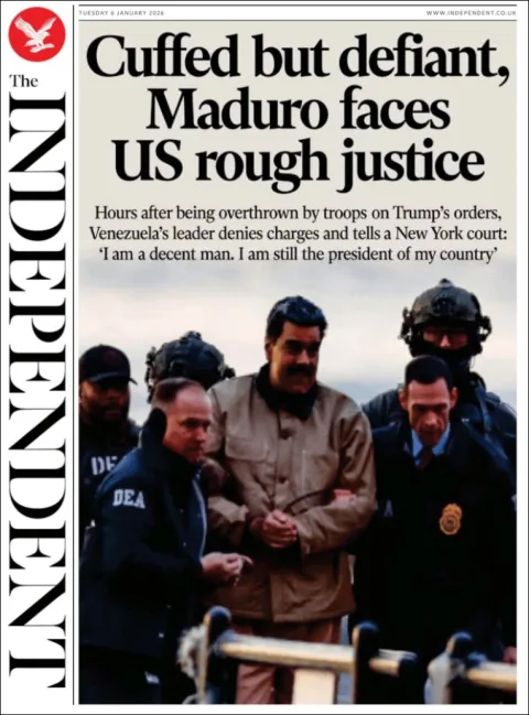 Portada de The Independent del martes, 6 de enero de 2026