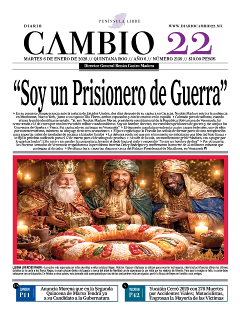 Portada de Diario Cambio 22 (contraportada) del martes, 6 de enero de 2026