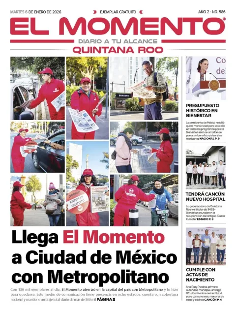 Portada de El Momento Quintana Roo del martes, 6 de enero de 2026