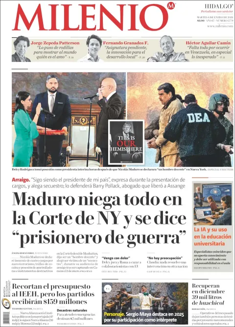 Portada de Milenio Hidalgo del martes, 6 de enero de 2026