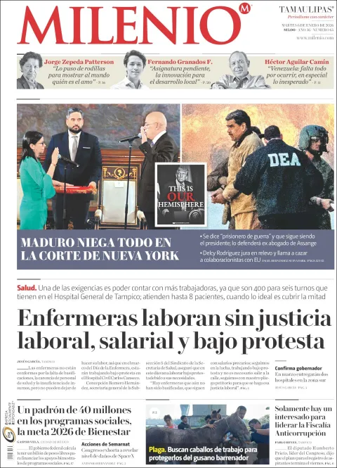 Portada de Milenio Tamaulipas del martes, 6 de enero de 2026