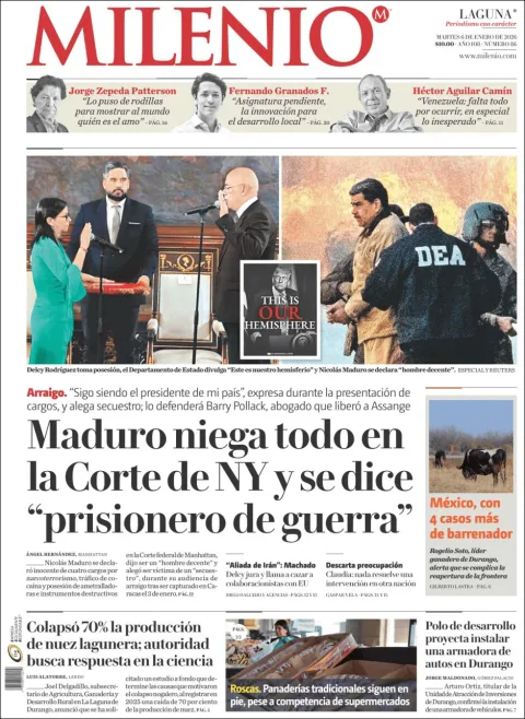 Portada de Milenio Laguna del martes, 6 de enero de 2026