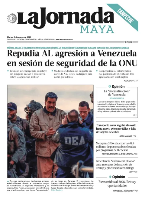 Portada de La Jornada Maya Campeche del martes, 6 de enero de 2026