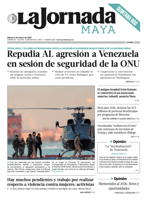 Portada de La Jornada Maya Quintana Roo del martes, 6 de enero de 2026