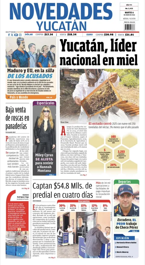 Portada de Novedades Yucatan