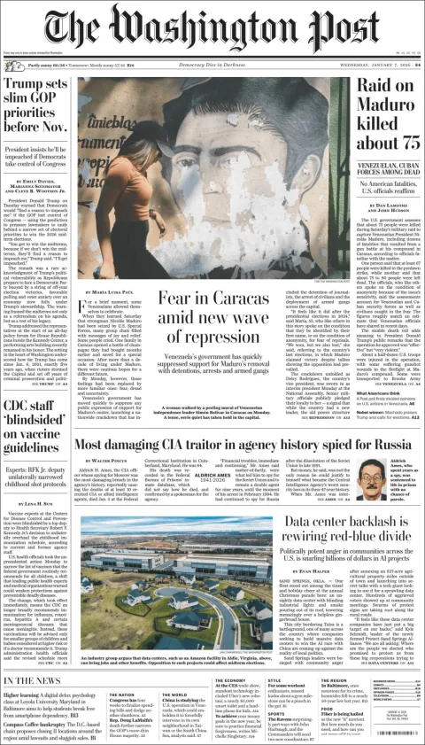 Portada de The Washington Post