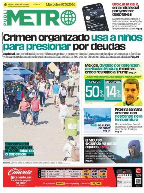 Portada de Publimetro Merida del miércoles, 7 de enero de 2026