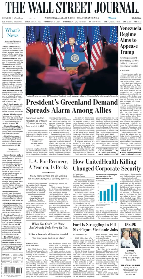 Portada de The Wall Street Journal