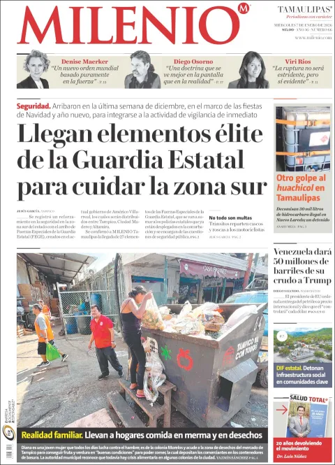 Portada de Milenio Tamaulipas del miércoles, 7 de enero de 2026