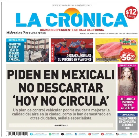 Portada de La Cronica del miércoles, 7 de enero de 2026