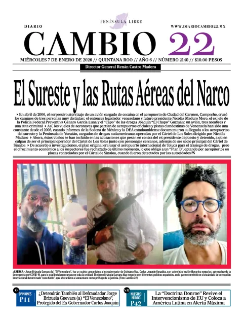 Portada de Diario Cambio 22 (contraportada) del miércoles, 7 de enero de 2026