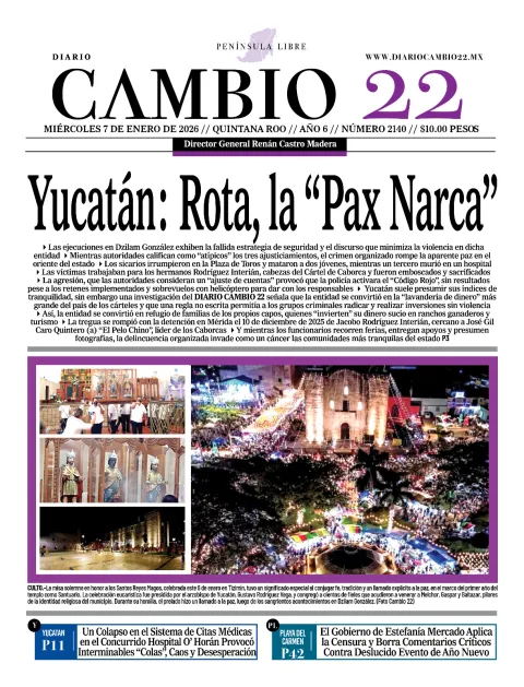 Portada de Diario Cambio 22 (portada) del miércoles, 7 de enero de 2026