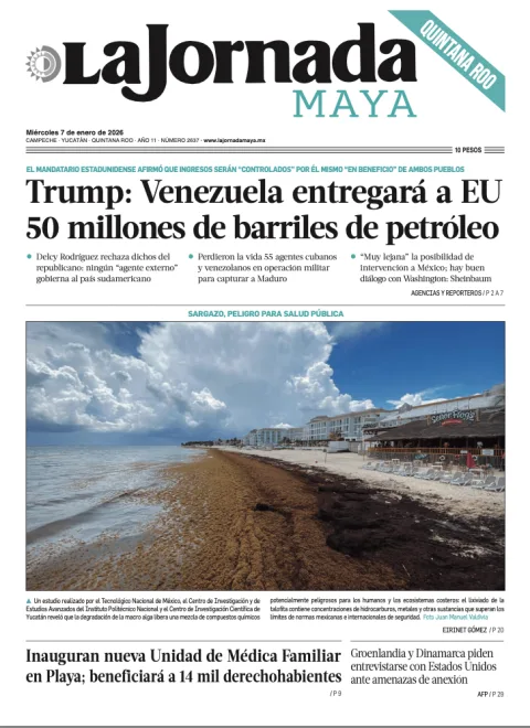Portada de La Jornada Maya Quintana Roo del miércoles, 7 de enero de 2026