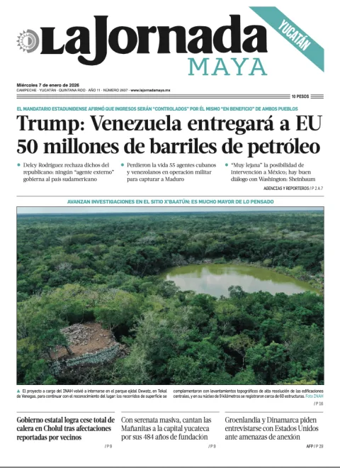 Portada de La Jornada Maya Yucatán del miércoles, 7 de enero de 2026