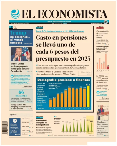 Portada de El Economista del jueves, 8 de enero de 2026
