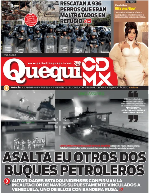 Portada de Quequi CDMX (contraportada) del jueves, 8 de enero de 2026