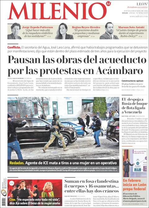 Portada de Milenio Leon del jueves, 8 de enero de 2026