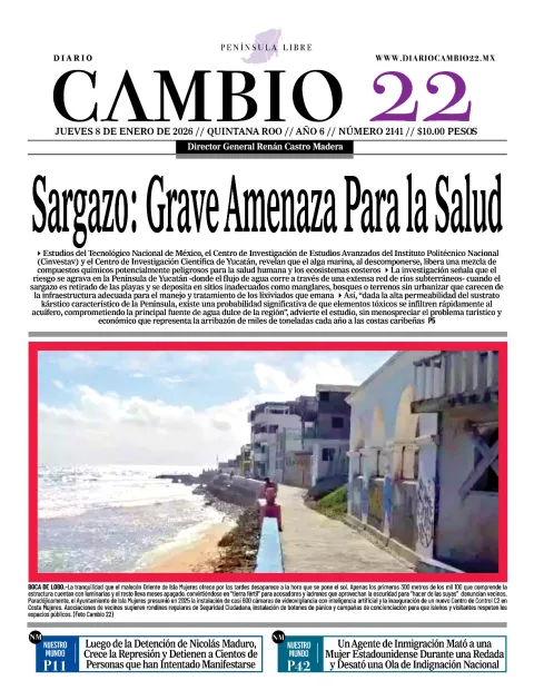 Portada de Diario Cambio 22 (contraportada) del jueves, 8 de enero de 2026