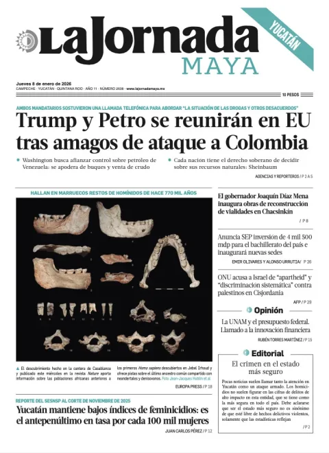 Portada de La Jornada Maya Quintana Roo del jueves, 8 de enero de 2026