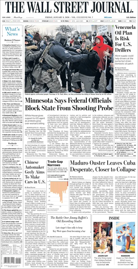 Portada de The Wall Street Journal