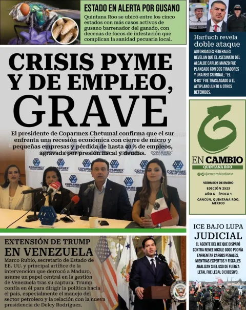 Portada de En Cambio - Quintana Roo (contraportada) del viernes, 9 de enero de 2026