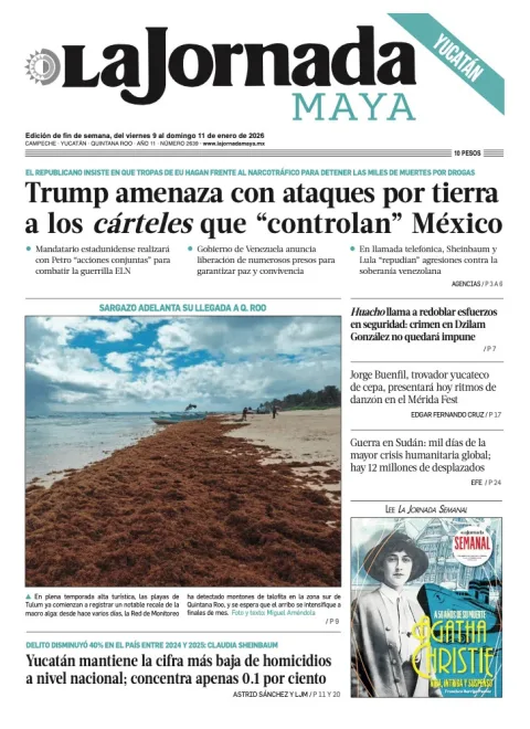 Portada de La Jornada Maya Yucatán del viernes, 9 de enero de 2026