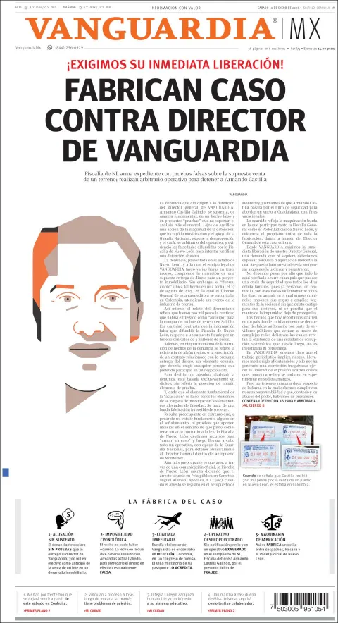 Portada de Vanguardia del sábado, 10 de enero de 2026