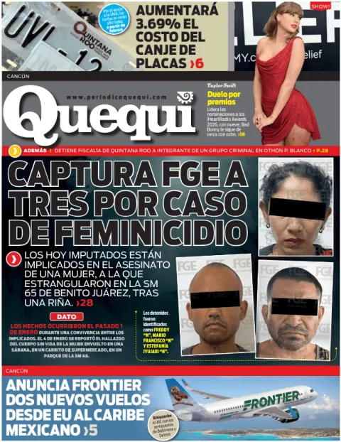 Portada de Quequi (contraportada) del sábado, 10 de enero de 2026