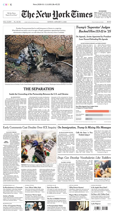 Portada de The New York Times (new York)