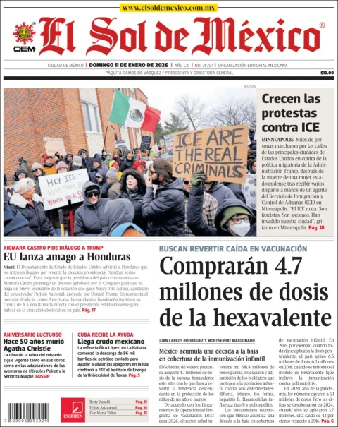 Portada de El Sol de Mexico
