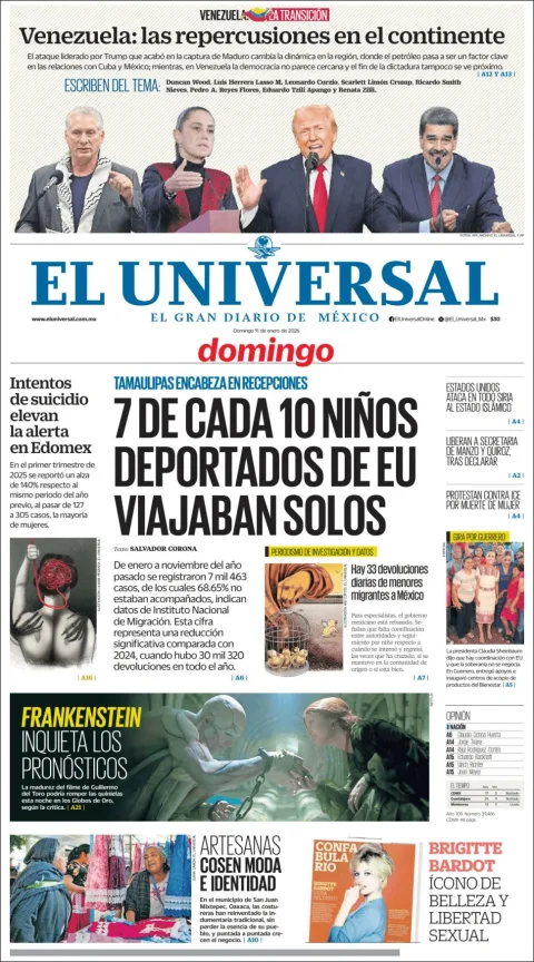 Portada de El Universal