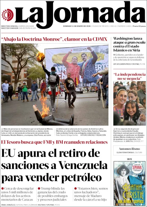 Portada de La Jornada