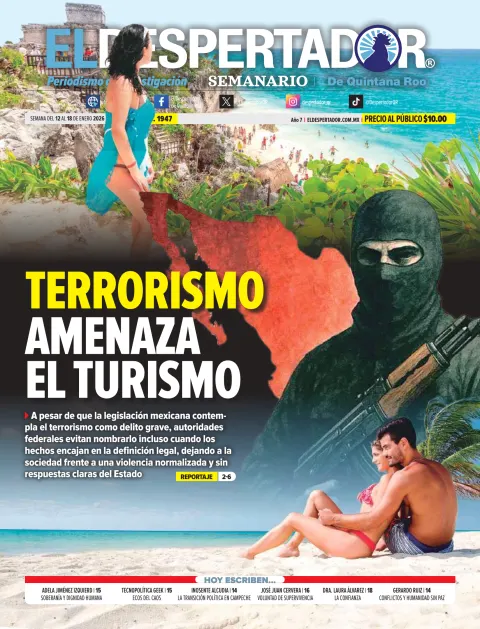 Portada de El Despertador de Quintana Roo del lunes, 12 de enero de 2026