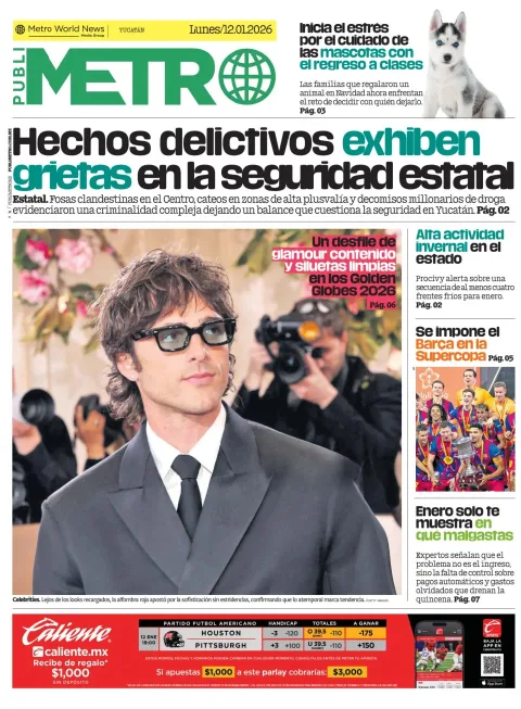 Portada de Publimetro Merida del lunes, 12 de enero de 2026