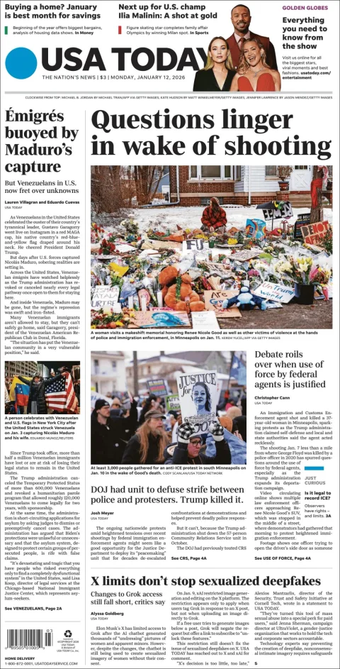 Portada de Usa Today
