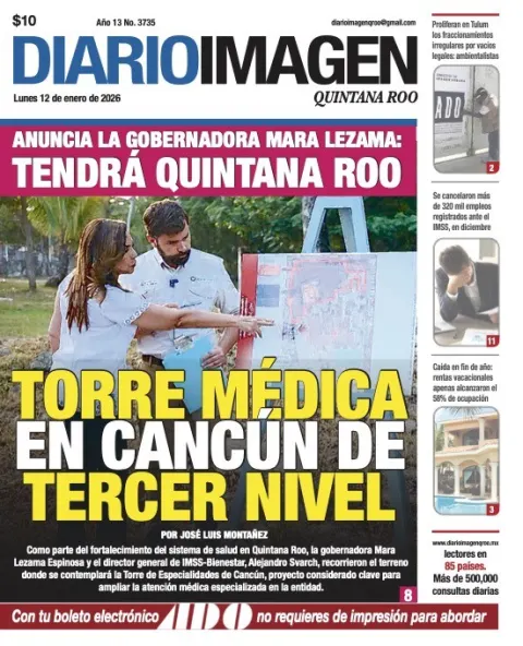 Portada de Diario Imagen Quintana Roo del lunes, 12 de enero de 2026