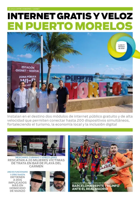 Portada de El Quintana Roo (contraportada) del lunes, 12 de enero de 2026