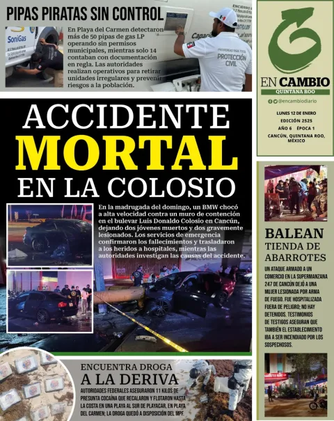 Portada de En Cambio - Quintana Roo (contraportada) del lunes, 12 de enero de 2026