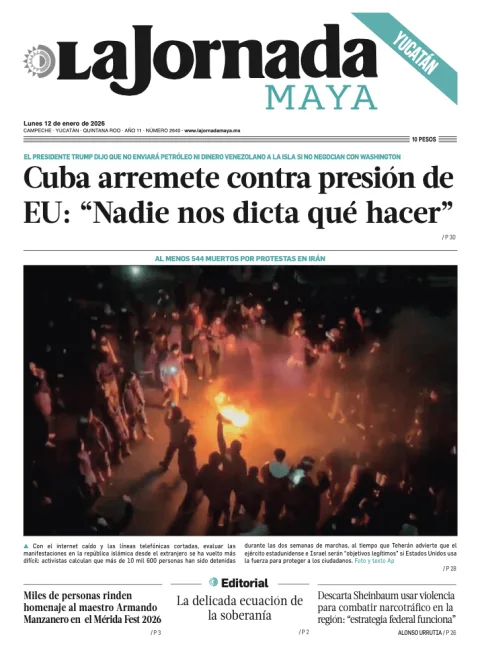 Portada de La Jornada Maya Yucatán del lunes, 12 de enero de 2026