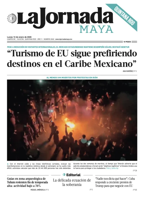 Portada de La Jornada Maya Quintana Roo del lunes, 12 de enero de 2026
