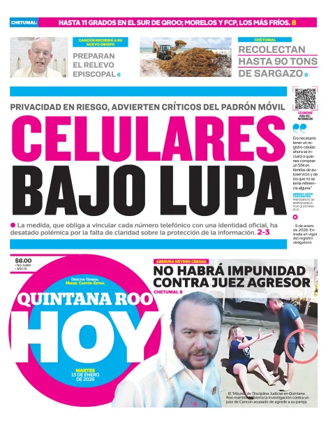 Portada de Quintana Roo Hoy (portada)